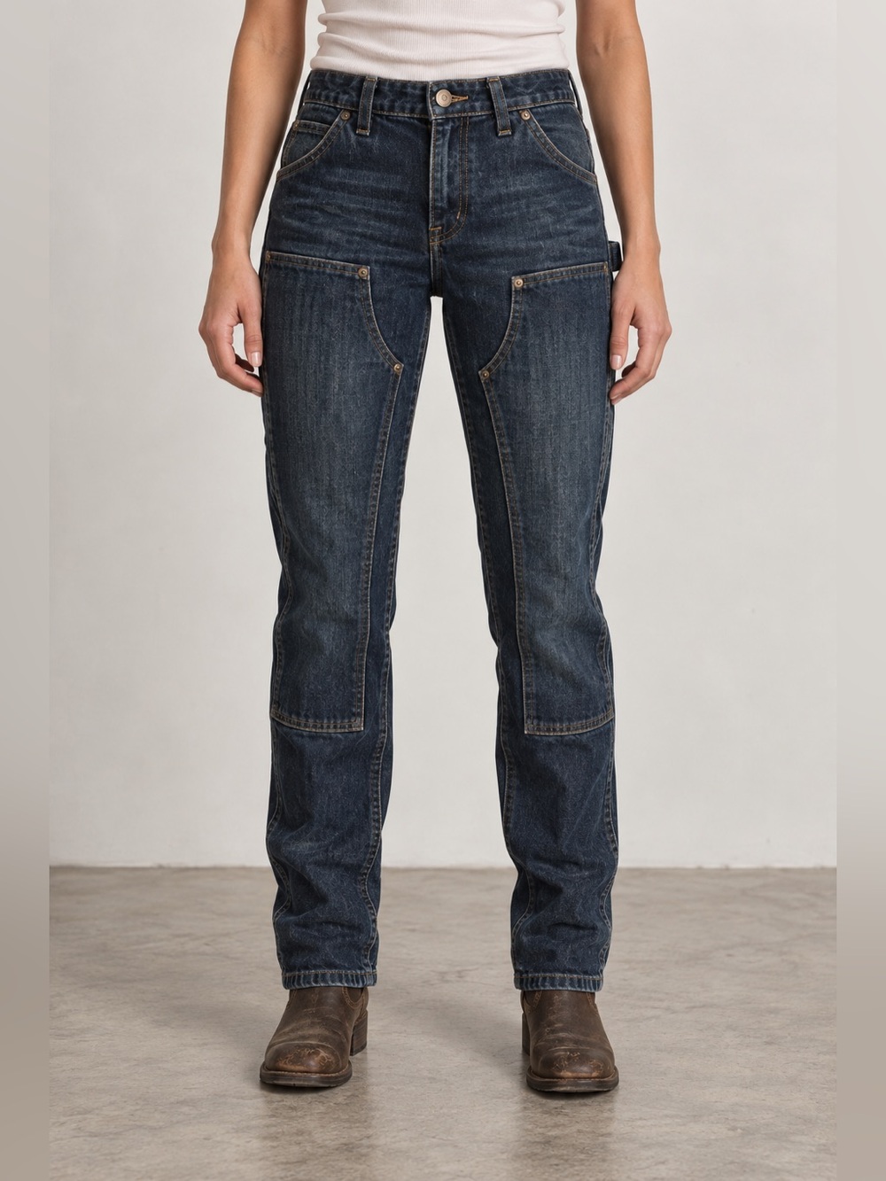 Carhartt Women’s Double Knee Carpenter Jeans Slim Fit Straight Leg 6 Short
